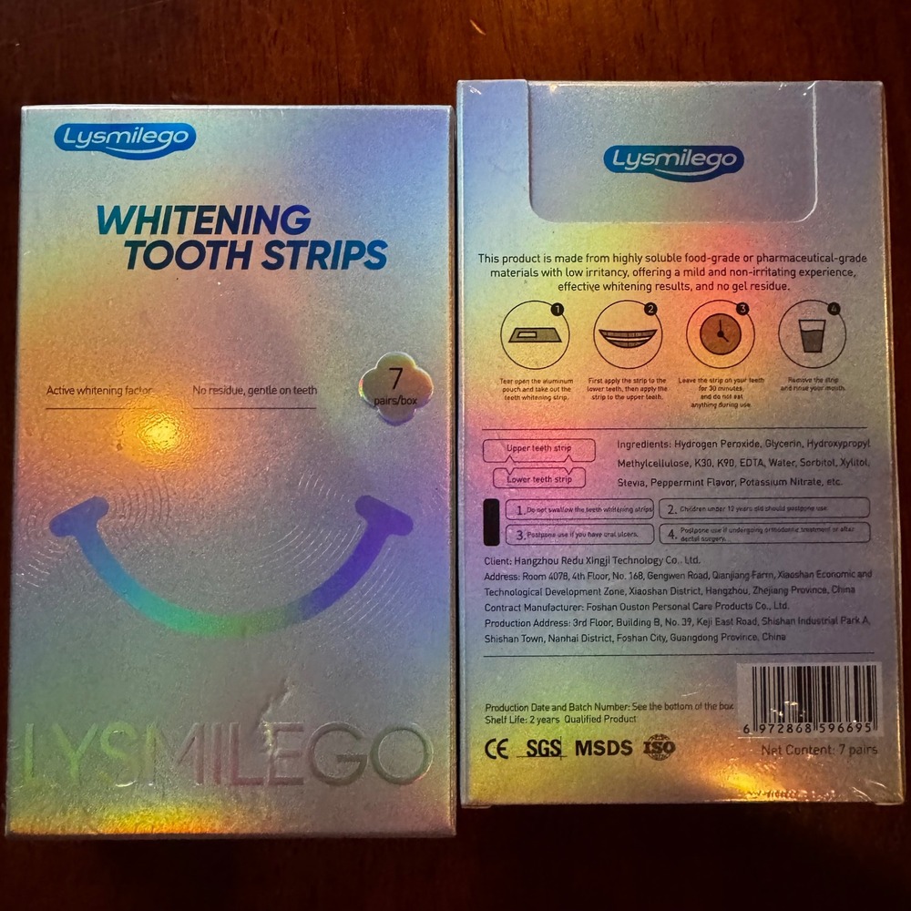 Lysmilego Whitening Tooth Strips 2 Boxes 14 Pairs Active White Factor Peppermint - Picture 3 of 4